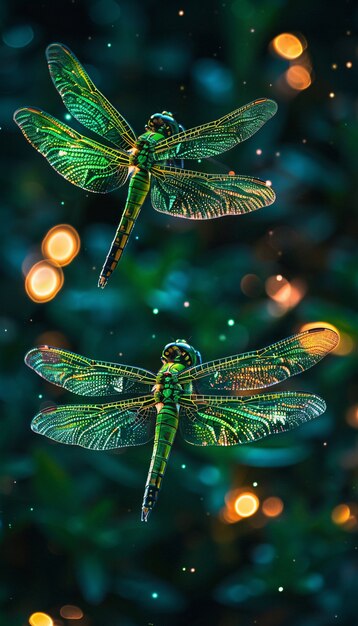 Bright dragonfly with neon shades