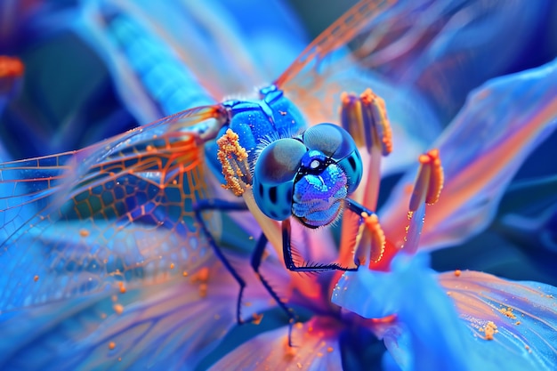 Bright dragonfly with neon shades