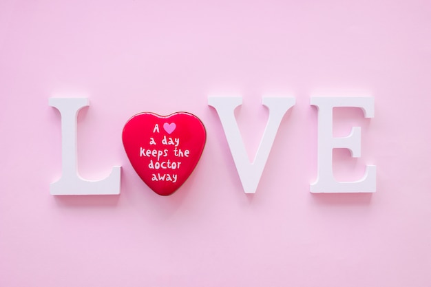 Free photo bright heart in love writing