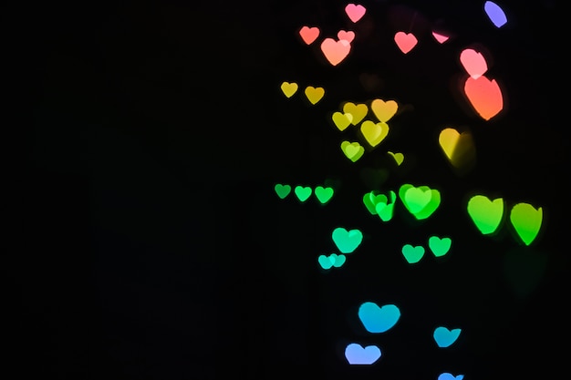 Free photo bright heart-shaped lights