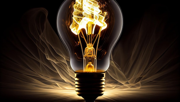 Free photo bright ideas in glowing light bulb filament generated by ai