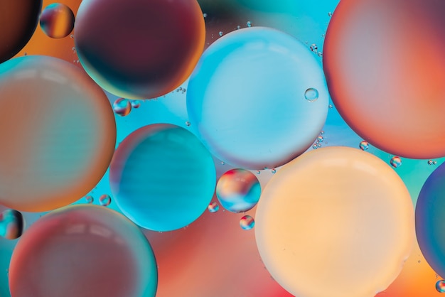 Free Photo bright multicolored bubbles with drops