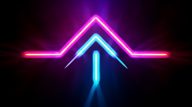 Free photo bright neon colors illuminated arrow