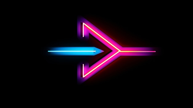 Free photo bright neon colors illuminated arrow