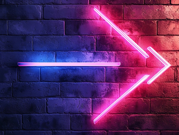 Free photo bright neon colors illuminated arrow