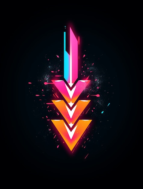 Free photo bright neon colors illuminated arrow