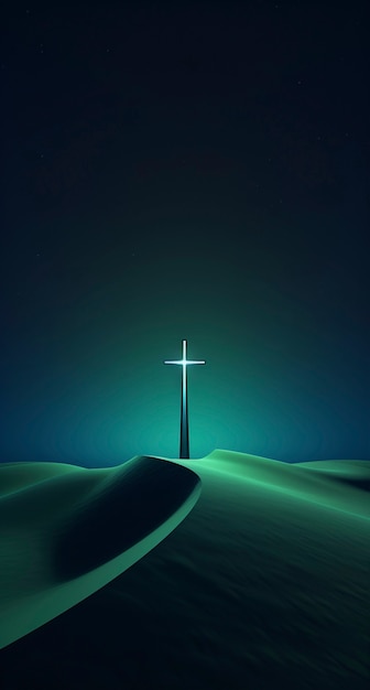 Free Photo bright neon light cross