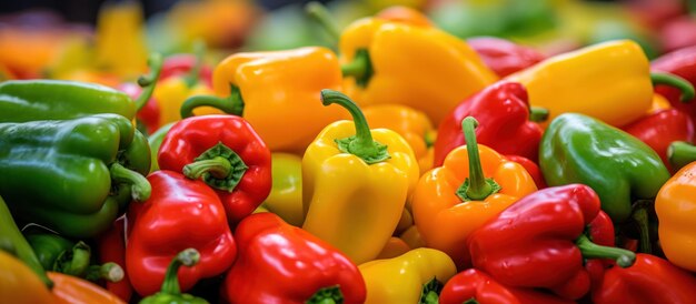 Bright peppers displayed for sale at a local Farmers Market