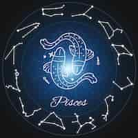 Free photo bright pisces sign with fish illustration