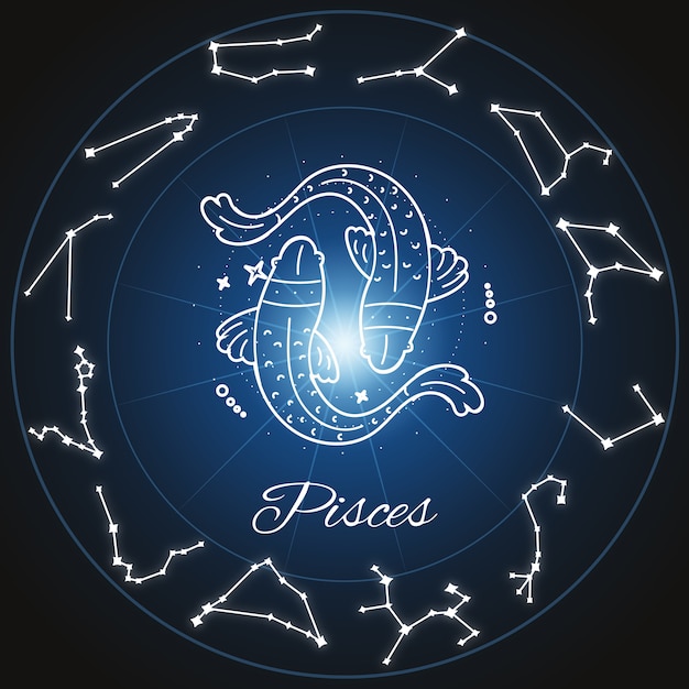 Free Photo bright pisces sign with fish illustration