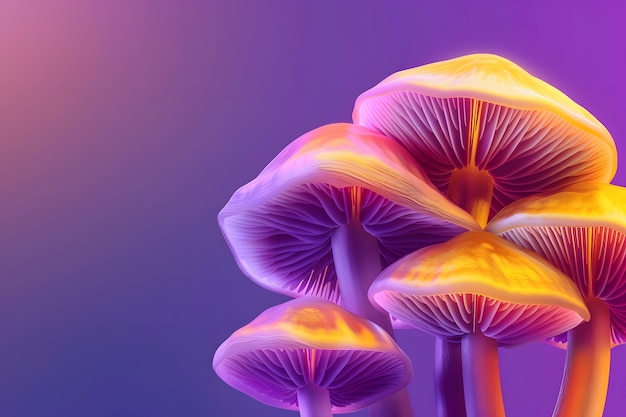 Free photo brightly colored lights with mushrooms and fungi