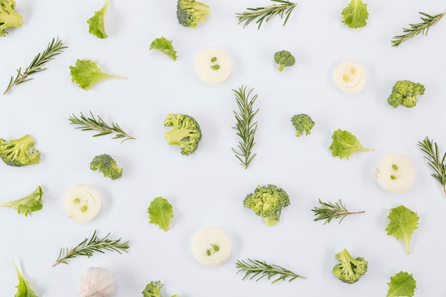 Broccoli and mushrooms top view