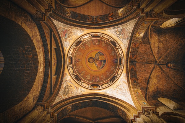 Brown and beige round ceiling