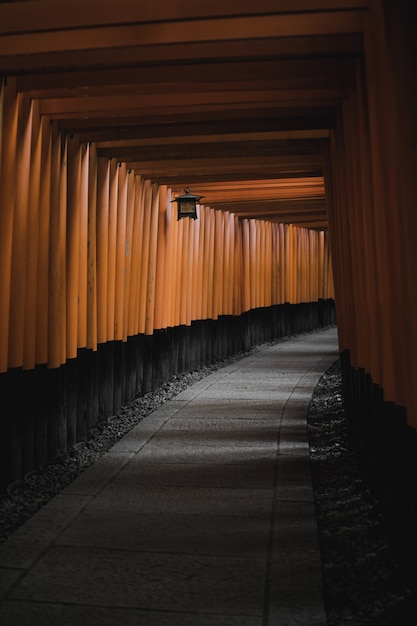 Free photo brown and black hallway with brown curtain