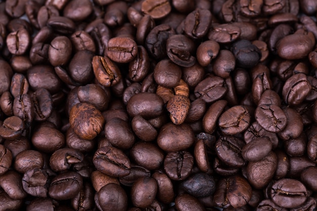 Brown coffee beans background texture,