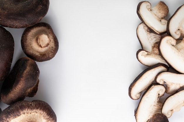 Brown mushrooms ripe brown mushrooms isolated on white desk