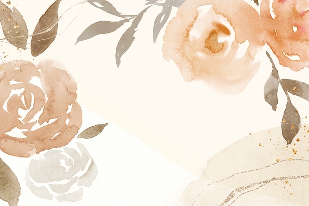 Free photo brown rose frame background spring watercolor illustration