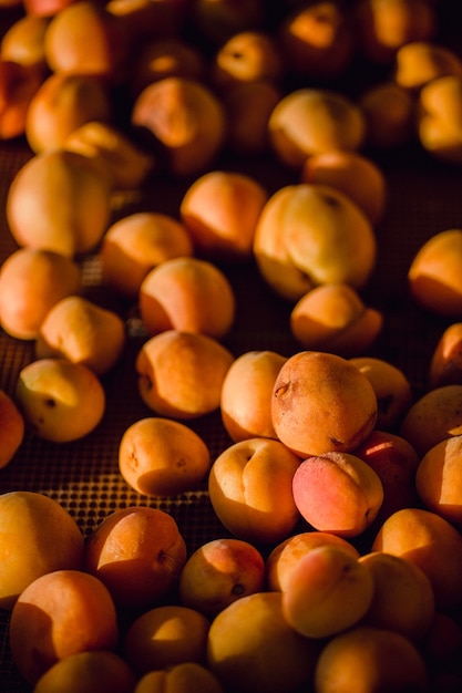 Brown round fruits on brown metal basket