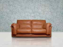 Free photo brown sofa in blue room