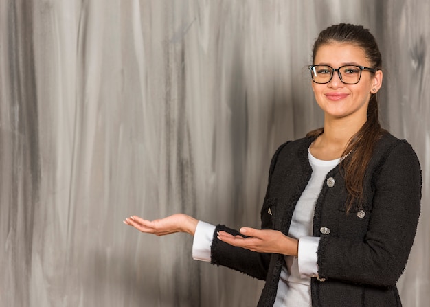 Brunette businesswoman posing