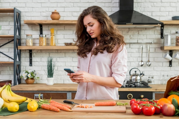 Brunette woman in the kitchen