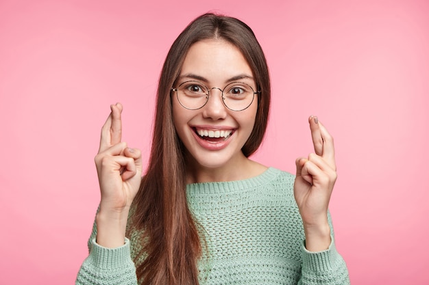 Brunette woman with long straight hair