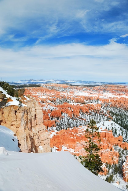 Bryce Canyon with snow in winter