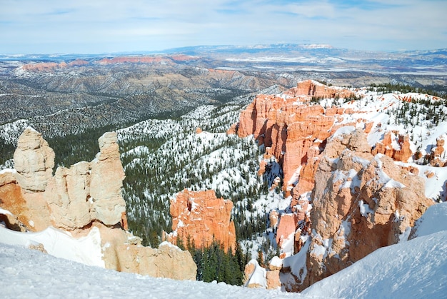 Bryce Canyon with snow in winter