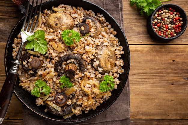 Buckwheat porridge with mushrooms