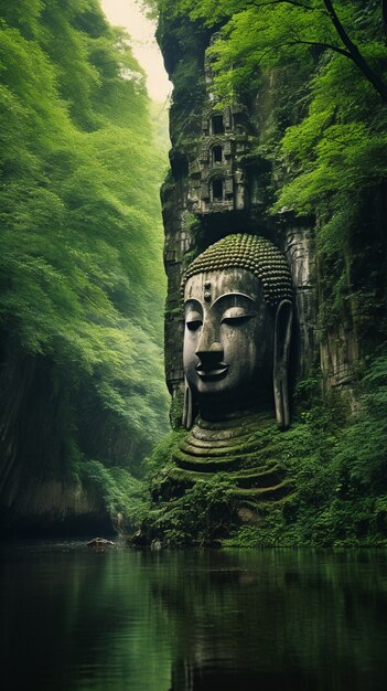 Buddha statue carved in mountain