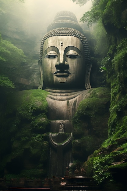 Buddha statue carved in mountain