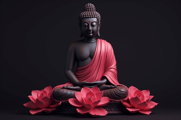 Buddha  statue with flowers