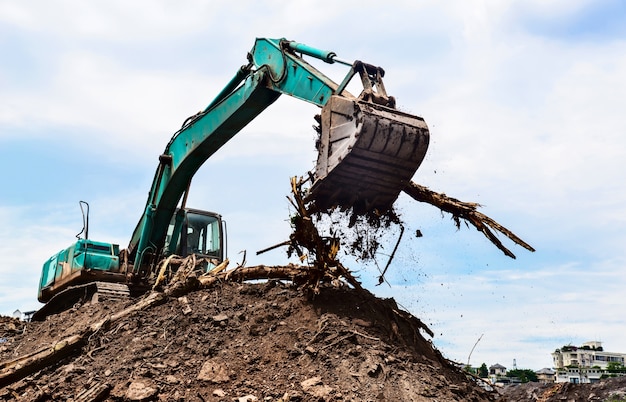 Free photo bulldozer foreground