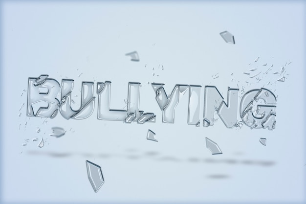 Bullying text in broken glass font