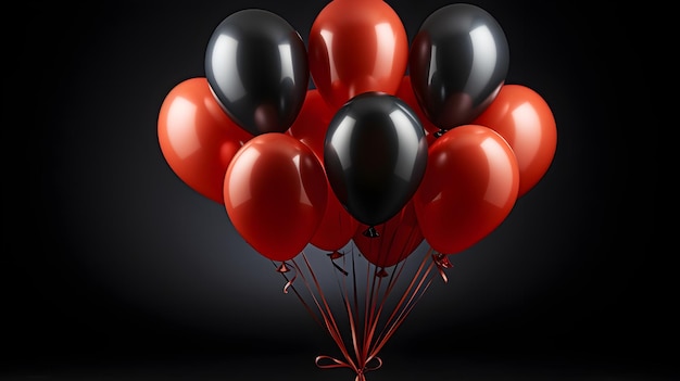 Free photo bunch of black and red balloons on dark background