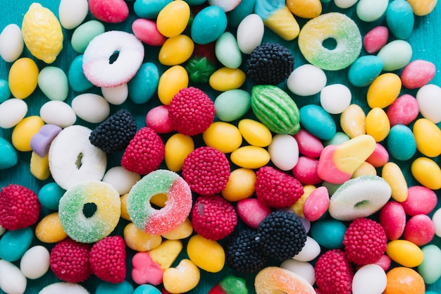 Bunch of candy stones and jelly berries