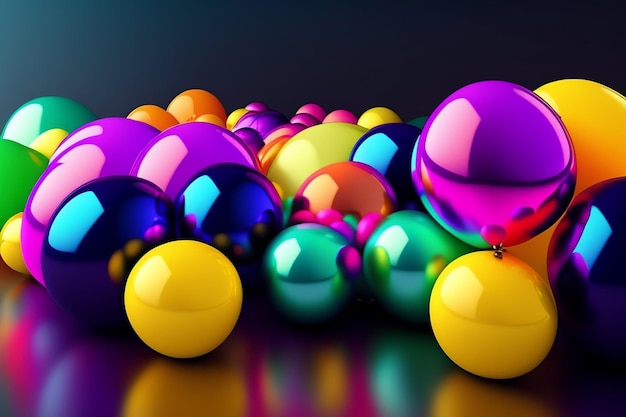 Free photo a bunch of colorful balls on a dark background