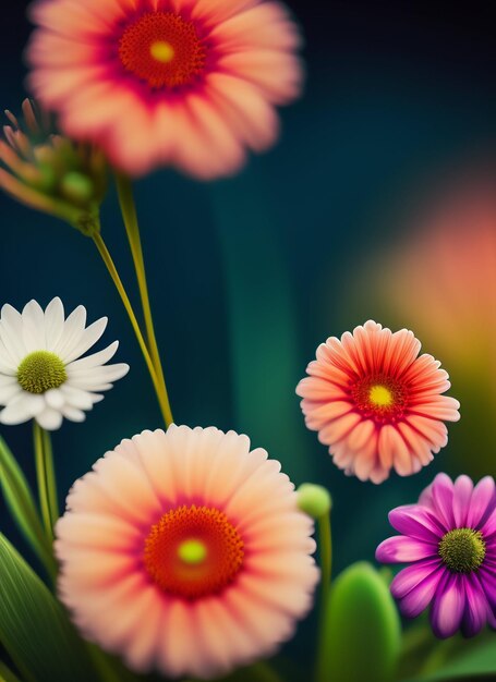 A bunch of flowers that are orange and pink