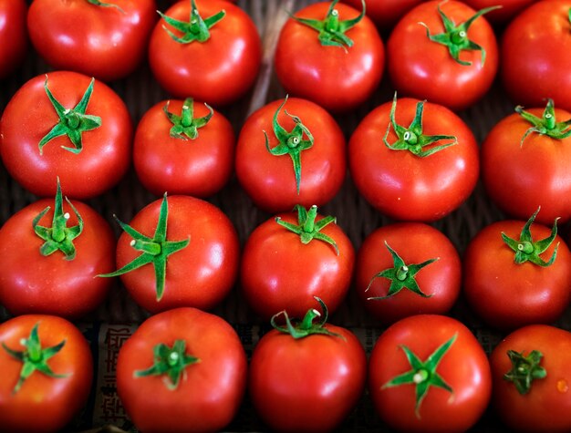 A bunch of fresh tomato produce