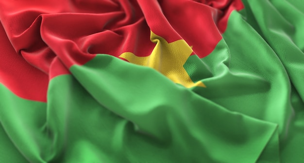 Free Photo burkina faso flag ruffled beautifully waving macro close-up shot