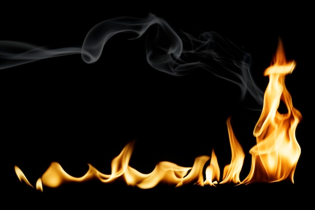 Free photo burning flame border element, realistic fire image