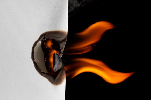 Burning paper background still life