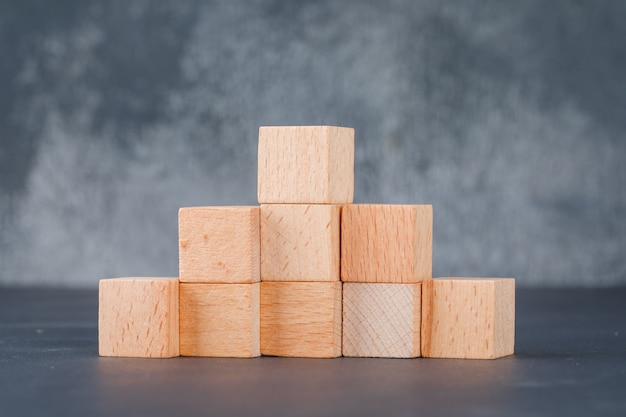 Free Photo business concept with wooden blocks like stairs.