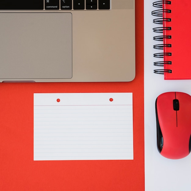 Free Photo business desk assortment with laptop and mouse