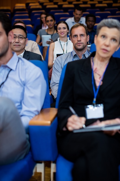 Business executives participating in a business meeting