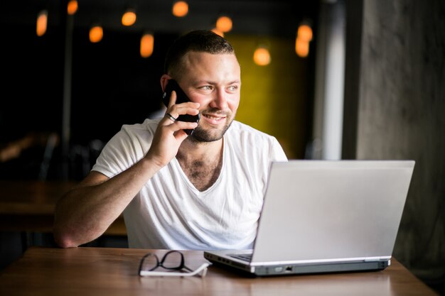 Business man with laptop