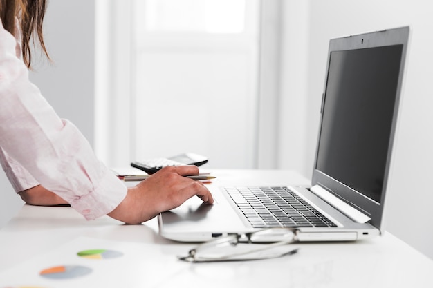 Business man working in a office desktop