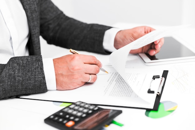 Business man working in a office desktop