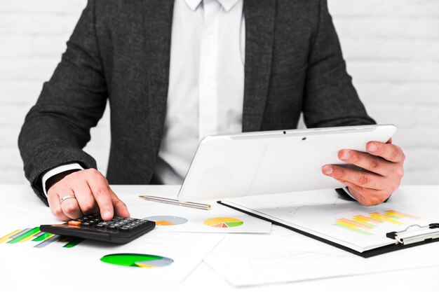 Business man working in a office desktop