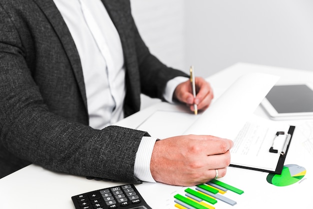 Business man working in a office desktop